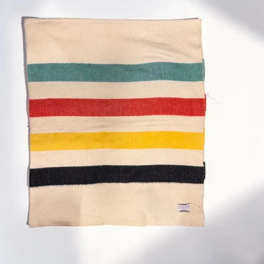 Vintage Polar Nite Golden Dawn Striped Blanket Multi Wool Bound Edges 93”x78”